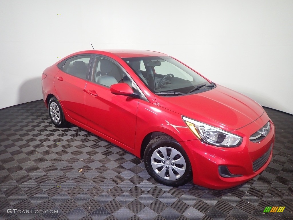 2016 Accent SE Sedan - Boston Red / Gray photo #2