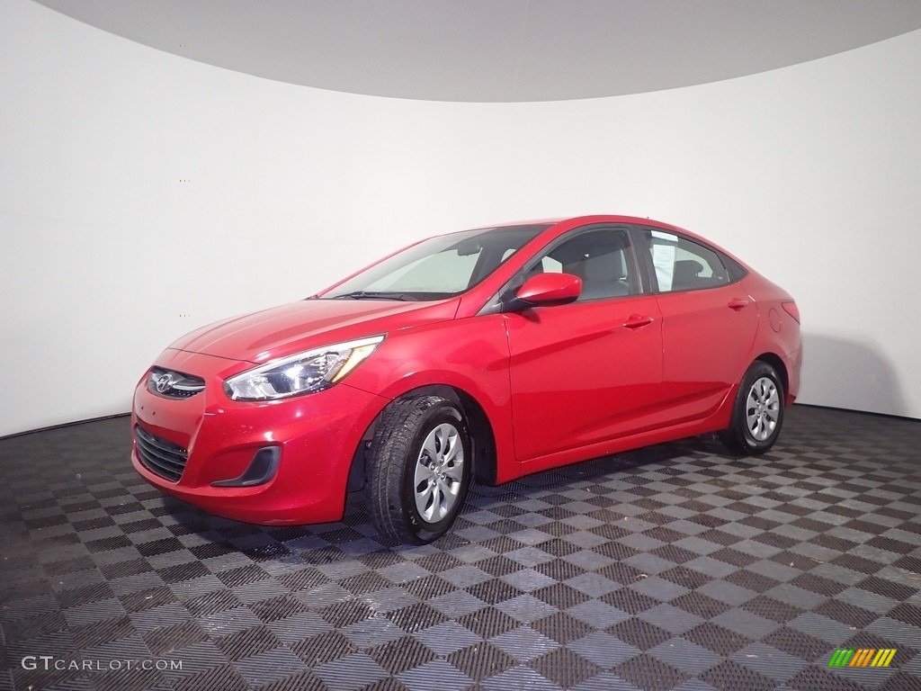 2016 Accent SE Sedan - Boston Red / Gray photo #7