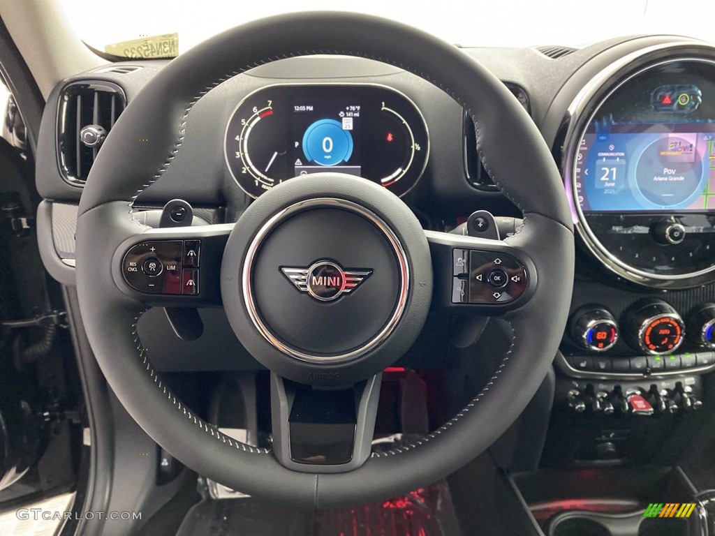2022 Mini Countryman Cooper S Black Pearl/Carbon Black Steering Wheel Photo #142286539