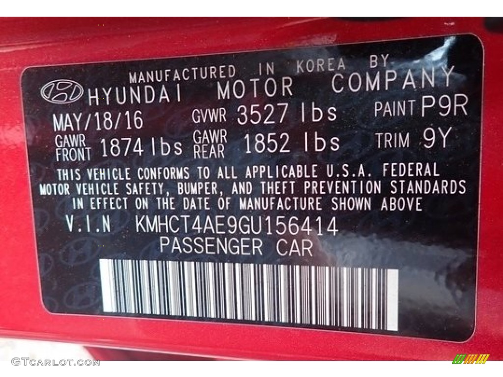2016 Accent SE Sedan - Boston Red / Gray photo #39