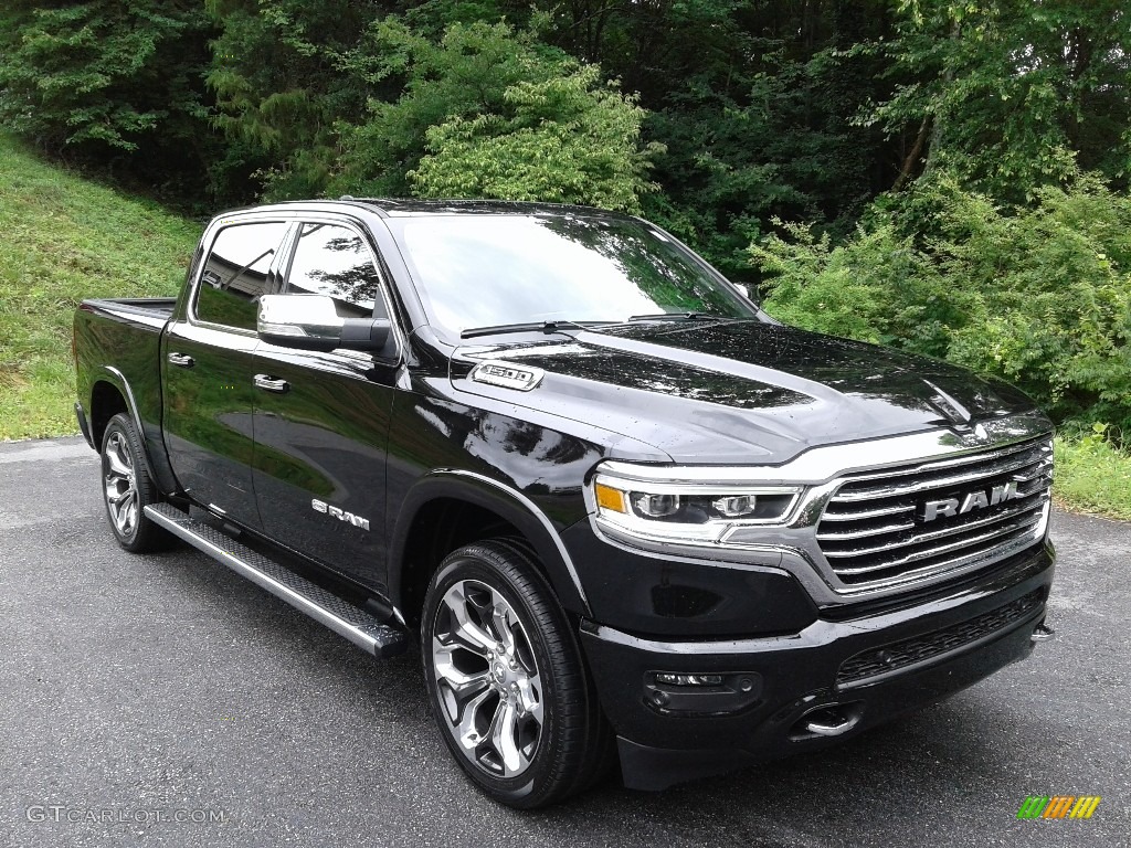 Diamond Black Crystal Pearl 2021 Ram 1500 Long Horn Crew Cab 4x4 Exterior Photo #142293267