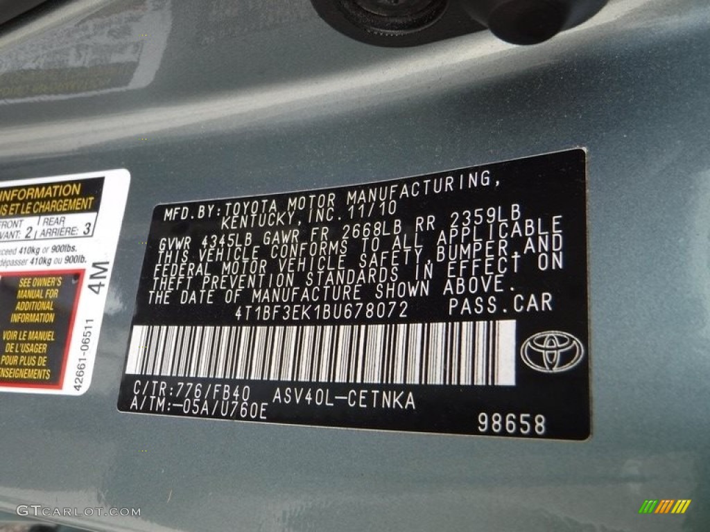 2011 Camry LE - Aloe Green Metallic / Bisque photo #29