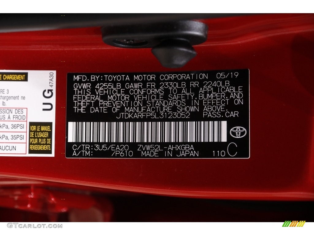 2020 Prius Prime Color Code 3U5 for Supersonic Red Photo #142302896