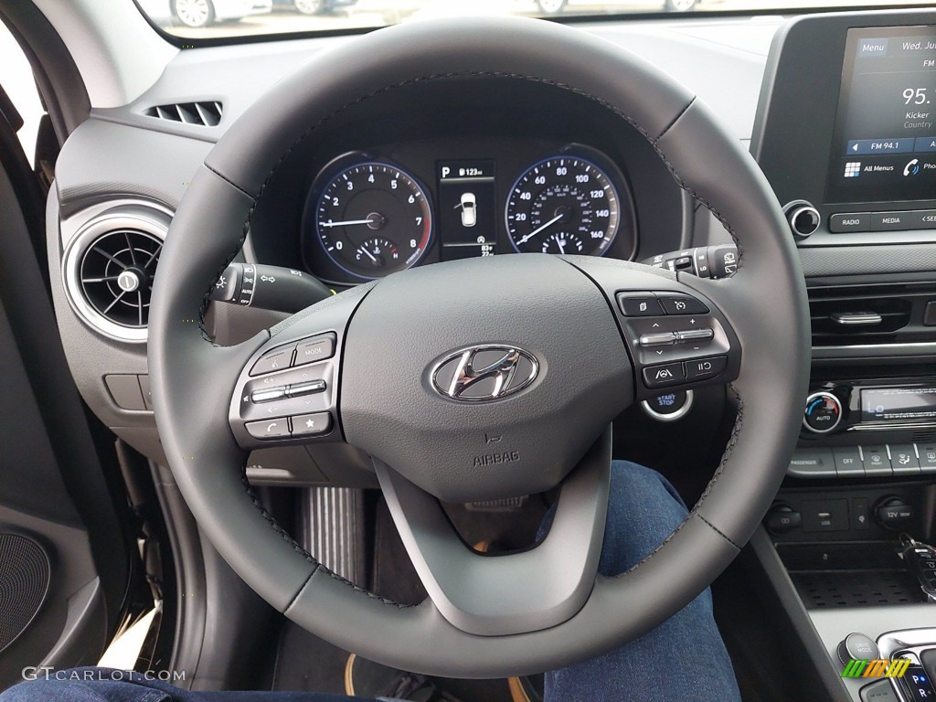 2022 Hyundai Kona SEL Gray/Black Steering Wheel Photo #142303403