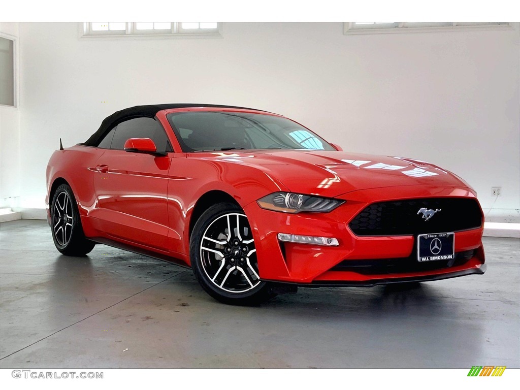 Race Red 2019 Ford Mustang EcoBoost Premium Convertible Exterior Photo #142307492