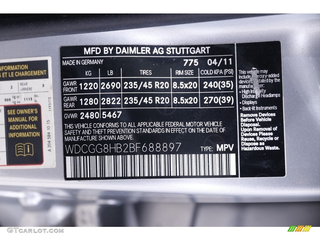 2011 GLK 350 4Matic - Iridium Silver Metallic / Black photo #19