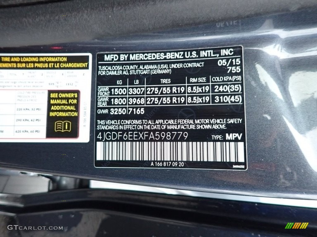 2015 Mercedes-Benz GL 450 4Matic Color Code Photos