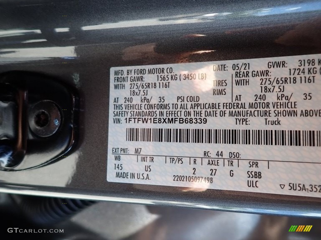 2021 F150 Color Code M7 for Carbonized Gray Photo #142310578