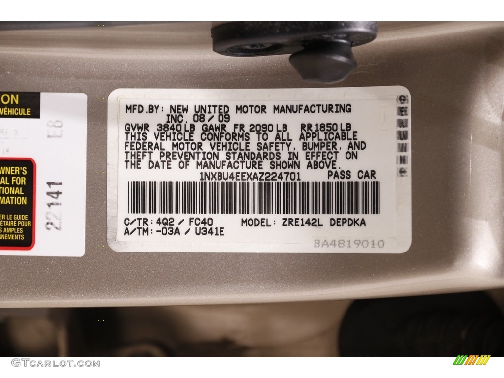2010 Corolla LE - Desert Sand Metallic / Bisque photo #17