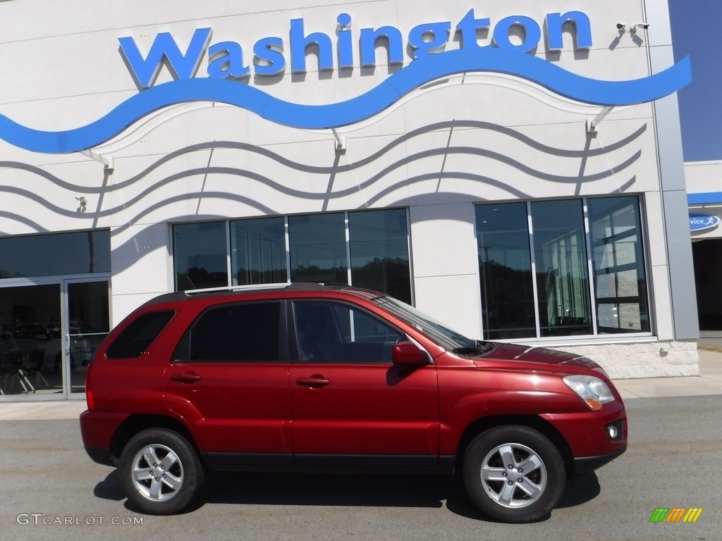 2009 Sportage EX V6 4x4 - Volcanic Red / Black photo #2