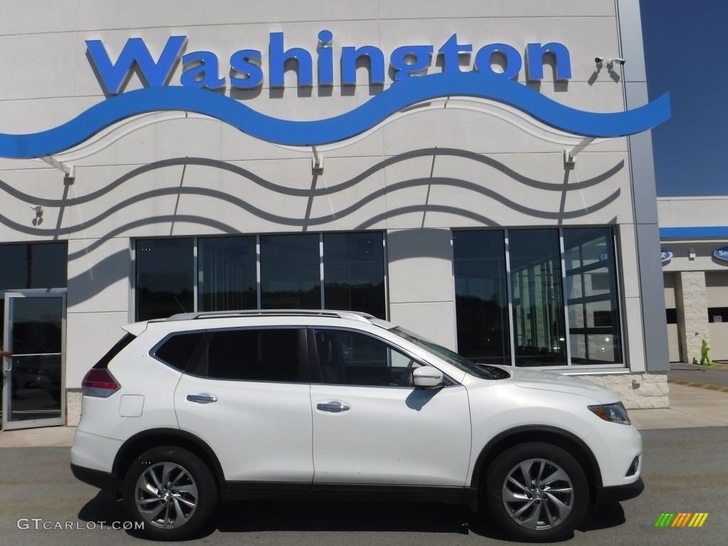 2014 Rogue SL AWD - Moonlight White / Almond photo #2