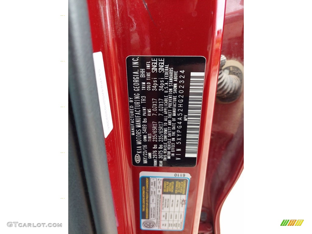 2017 Kia Sorento LX V6 Color Code Photos