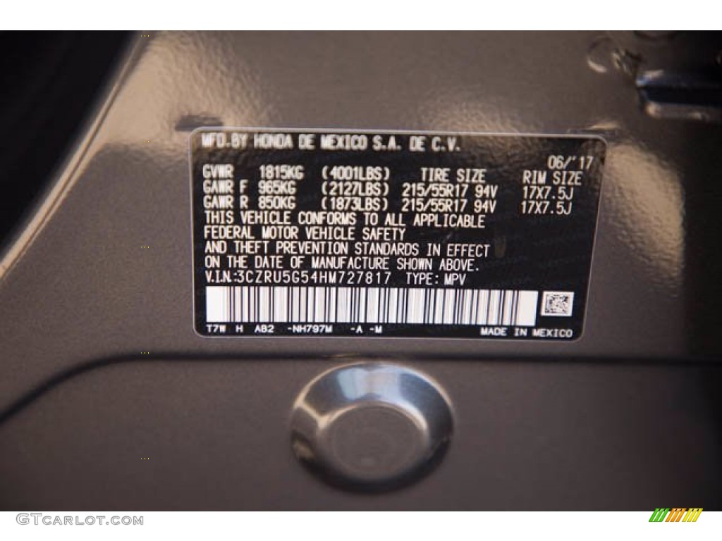2017 Honda HR-V EX Color Code Photos