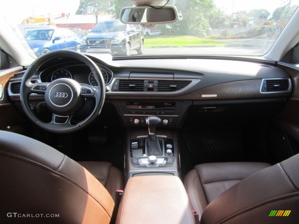2015 Audi A7 3.0T quattro Prestige Nougat Brown Dashboard Photo #142320658