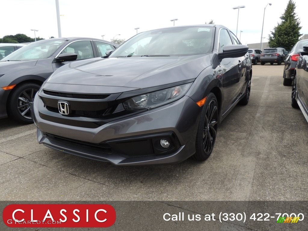 2021 Civic Sport Sedan - Modern Steel Metallic / Black photo #1