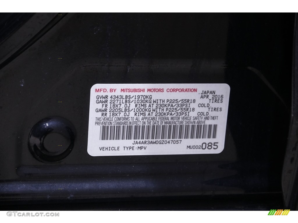 2016 Outlander Sport ES AWC - Labrador Black Pearl / Black photo #17