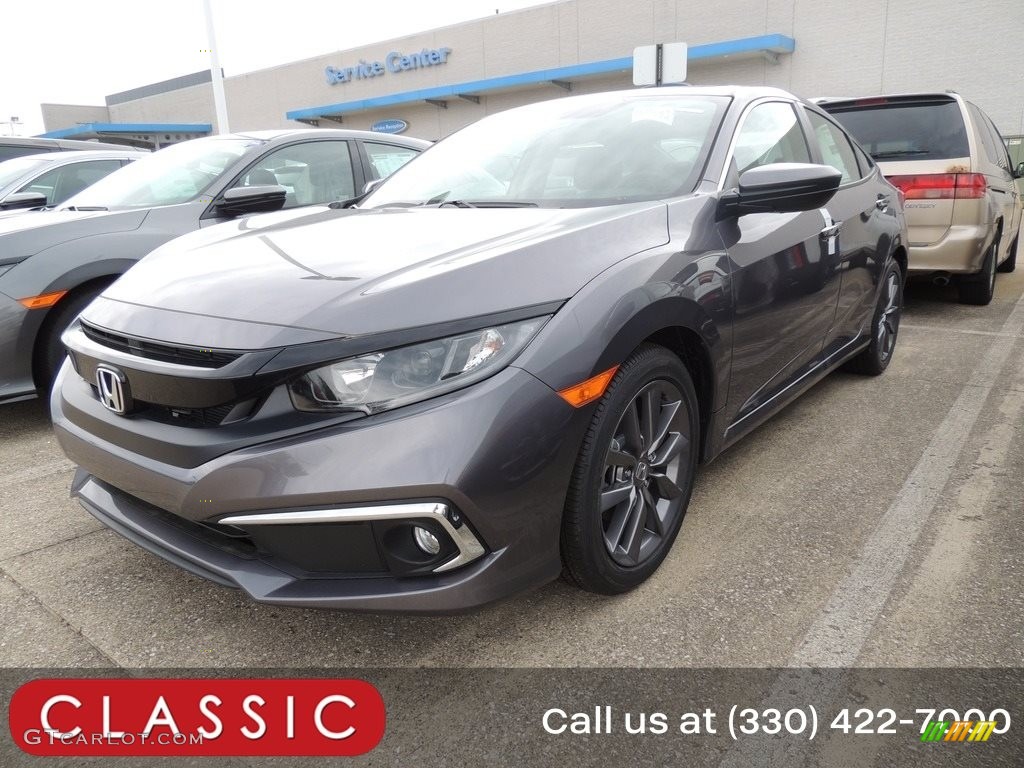 2021 Civic EX-L Sedan - Modern Steel Metallic / Black photo #1