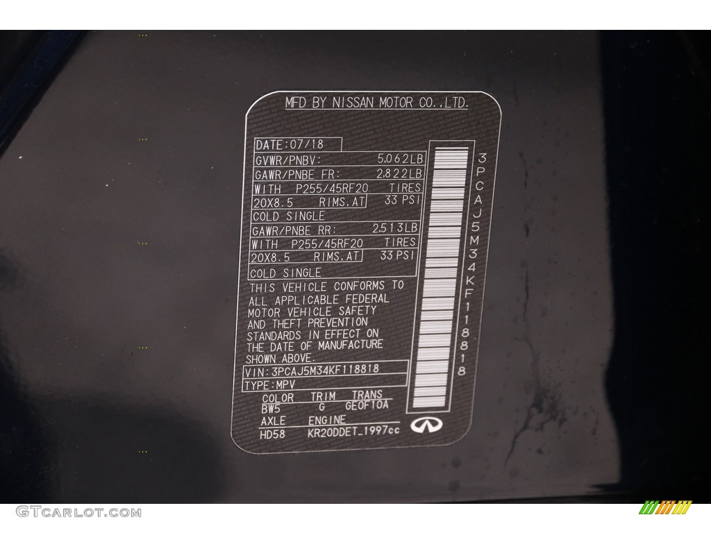 2019 QX50 Luxe AWD - Hermosa Blue / Graphite photo #23