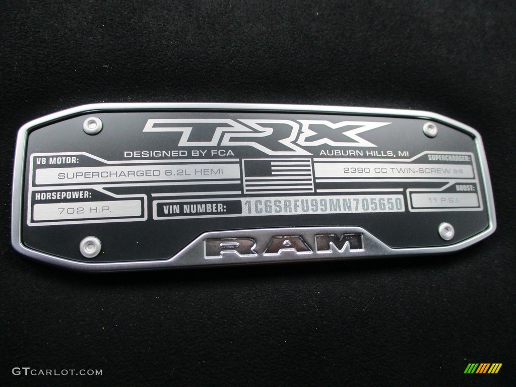 2021 Ram 1500 TRX Crew Cab 4x4 Info Tag Photo #142327325