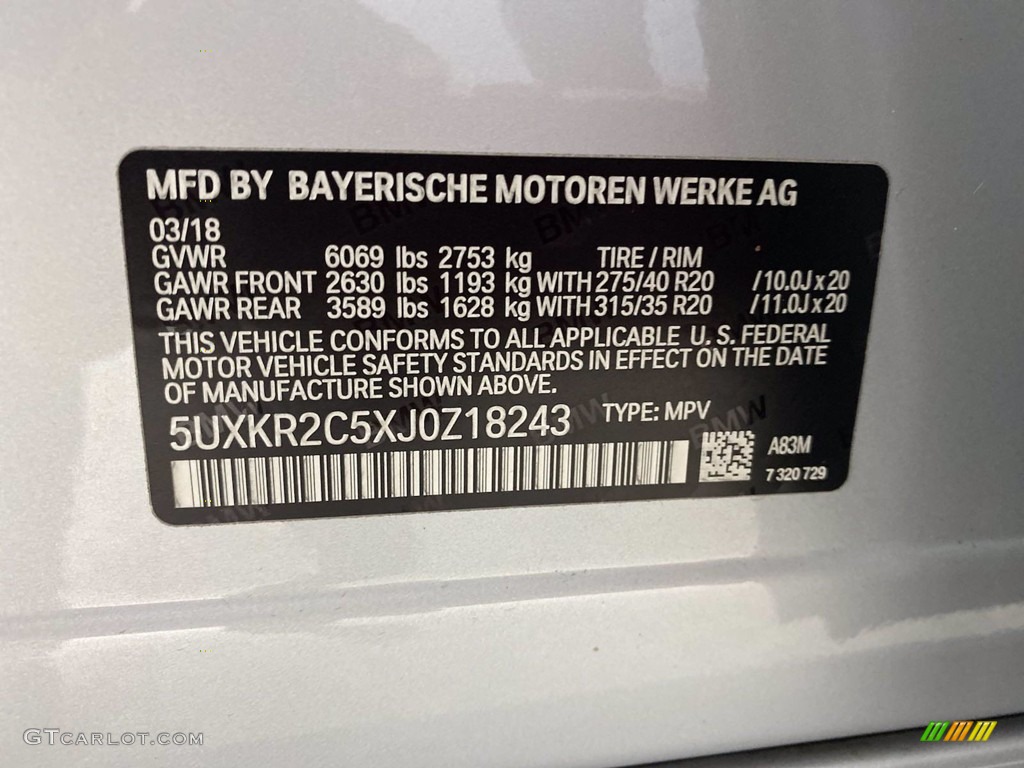 2018 X5 sDrive35i - Glacier Silver Metallic / Black photo #37