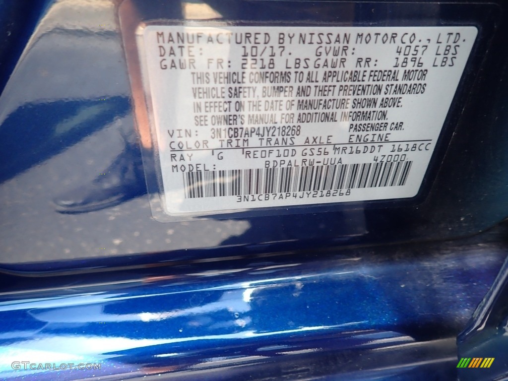 2018 Sentra SR Turbo - Deep Blue Pearl / Charcoal photo #16