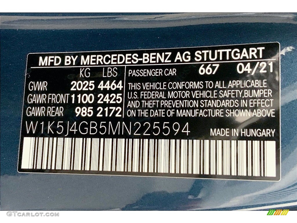 2021 Mercedes-Benz CLA 250 Coupe Color Code Photos