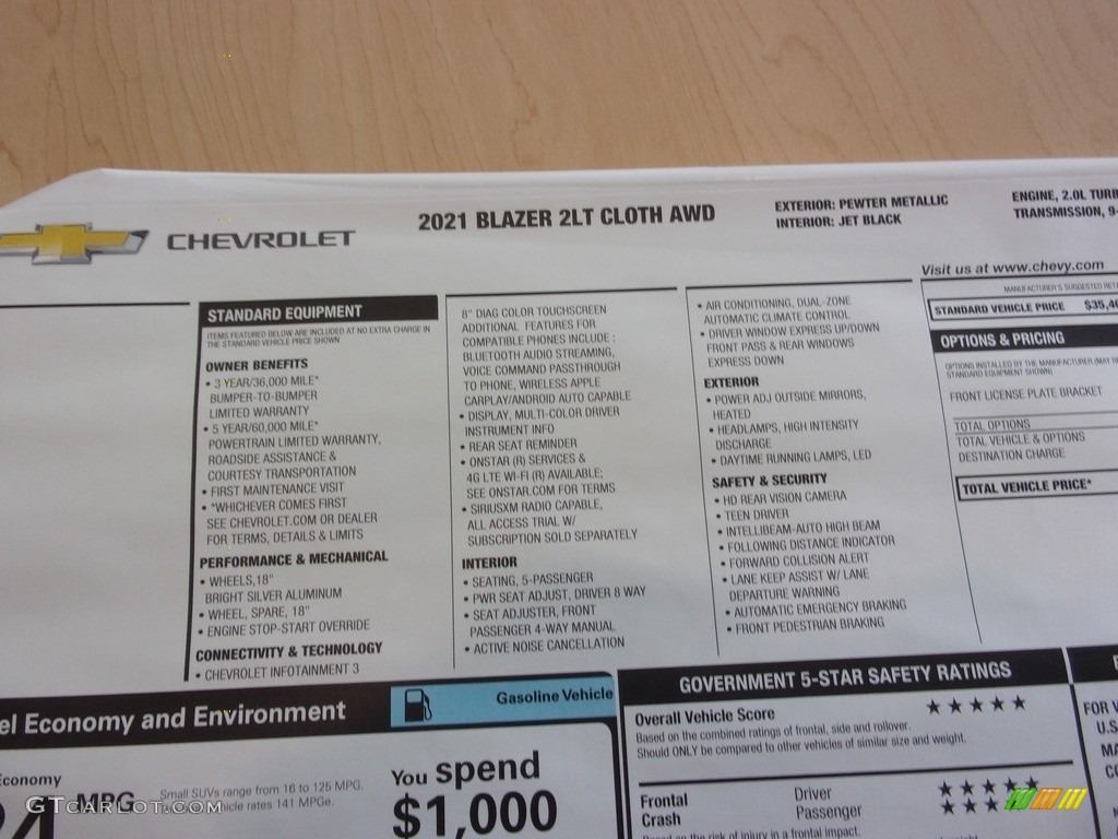 2021 Blazer LT AWD - Pewter Metallic / Jet Black photo #33