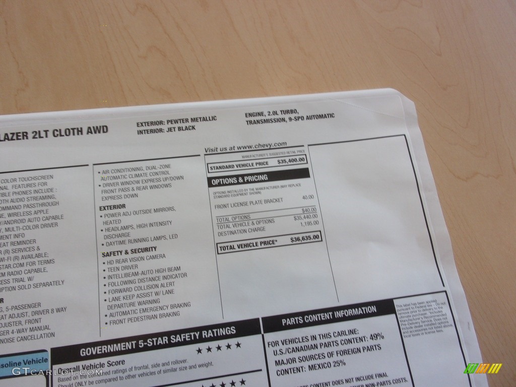 2021 Blazer LT AWD - Pewter Metallic / Jet Black photo #34