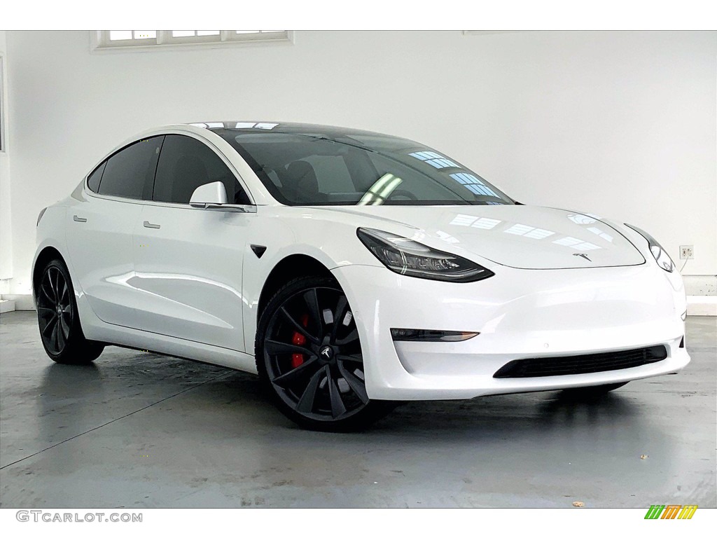 Pearl White Multi-Coat 2020 Tesla Model 3 Performance Exterior Photo #142352700