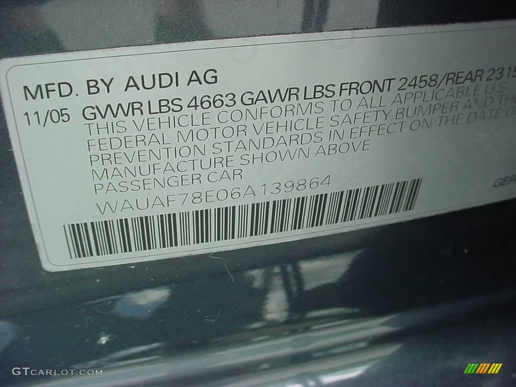 2006 A4 2.0T Sedan - Dolphin Gray Metallic / Platinum photo #18