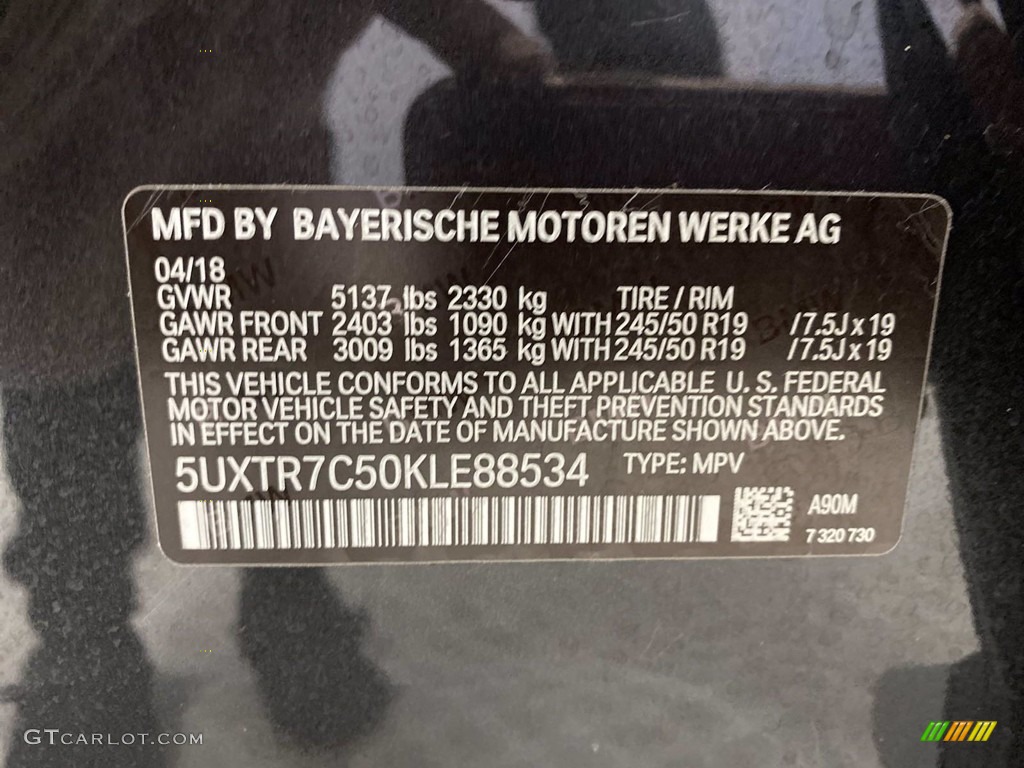 2019 X3 sDrive30i - Dark Graphite Metallic / Black photo #37