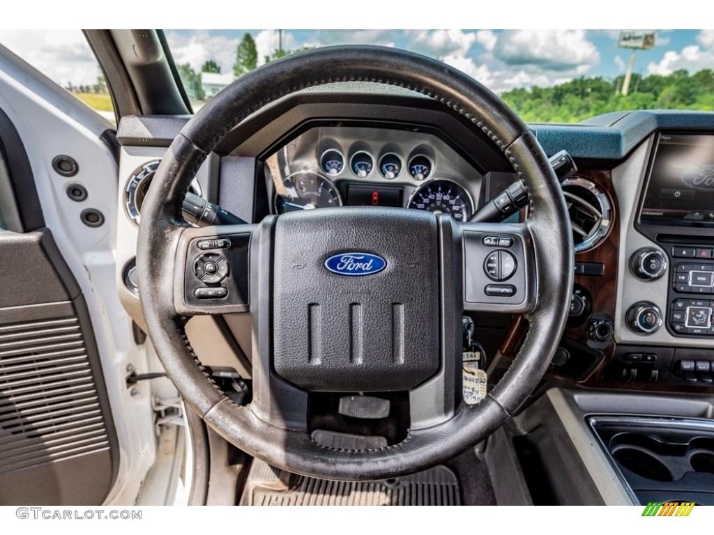 2014 Ford F350 Super Duty Lariat SuperCab 4x4 Black Steering Wheel Photo #142363481