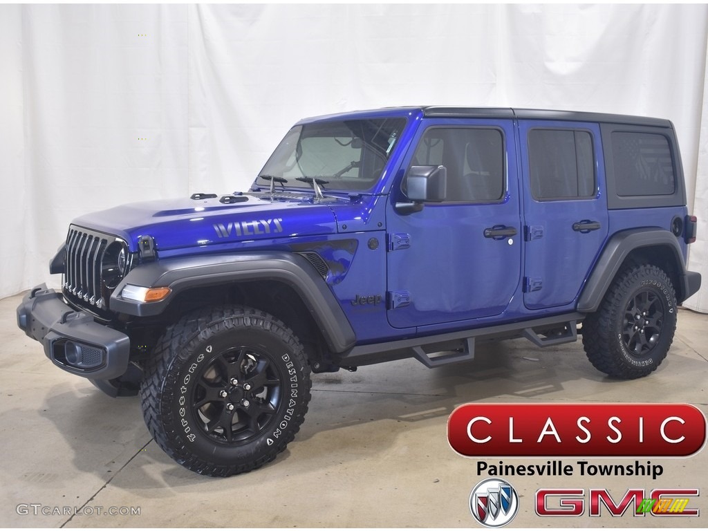 2020 Wrangler Unlimited Willys 4x4 - Ocean Blue Metallic / Black photo #1