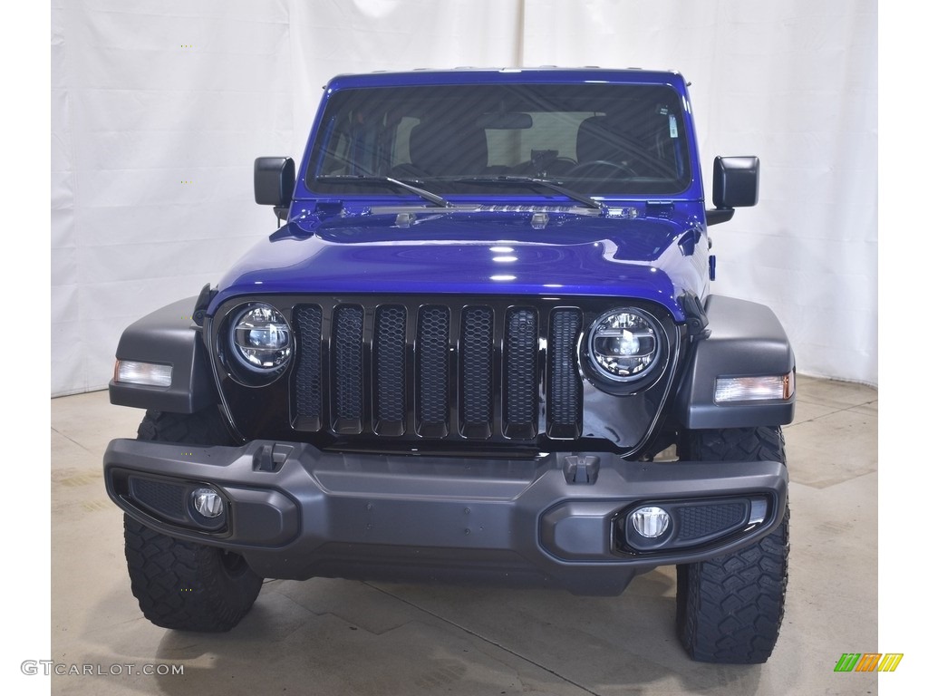 2020 Wrangler Unlimited Willys 4x4 - Ocean Blue Metallic / Black photo #4