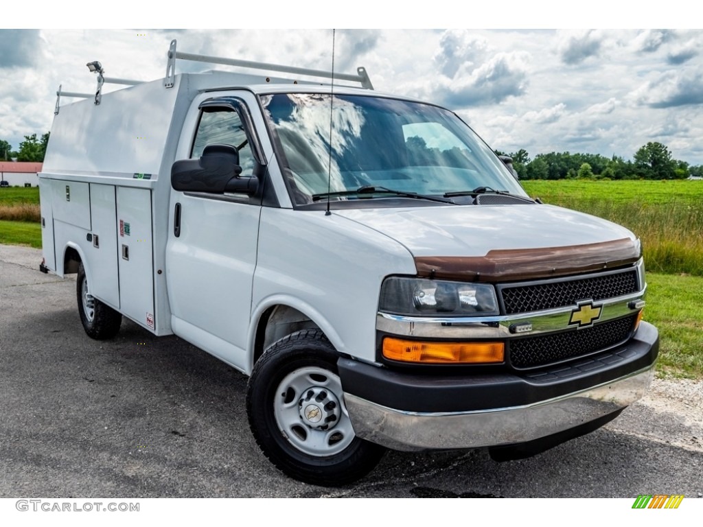 2014 Express Cutaway 3500 Utility Van - Summit White / Medium Pewter photo #1