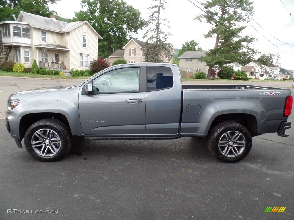 Satin Steel Metallic 2021 Chevrolet Colorado WT Extended Cab 4x4 Exterior Photo #142372903