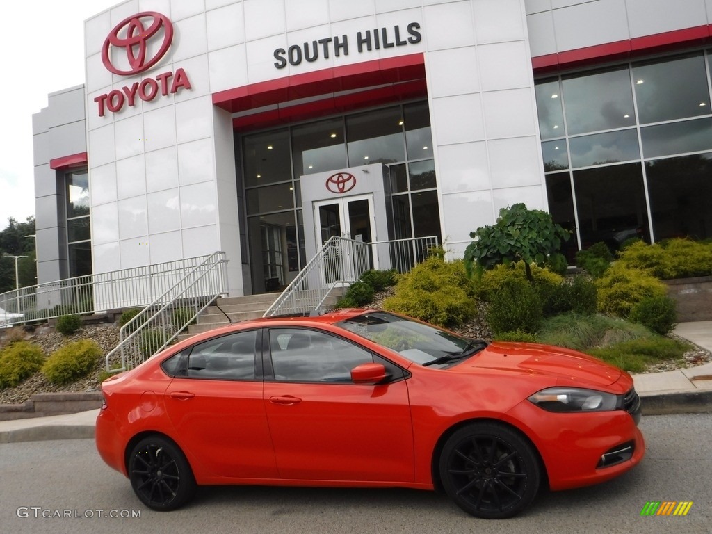 2015 Dart GT - Vitamin C / Black/Ruby Red Accent Stitching photo #2