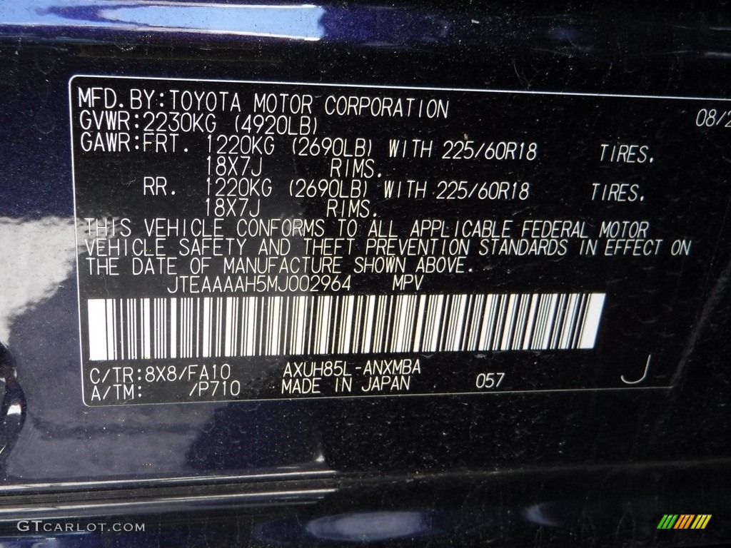 2021 Venza Hybrid LE AWD - Blueprint / Boulder photo #29