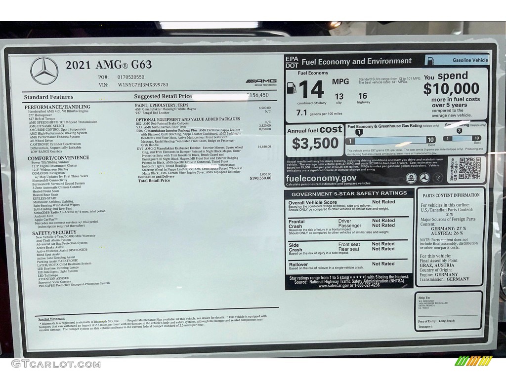 2021 G 63 AMG - G manufaktur Moonlight White Magno (Matte) / Bengal Red photo #13