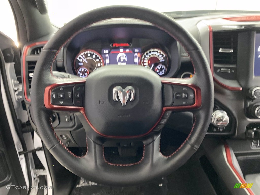 2020 Ram 1500 Rebel Crew Cab 4x4 Red/Black Steering Wheel Photo #142382430