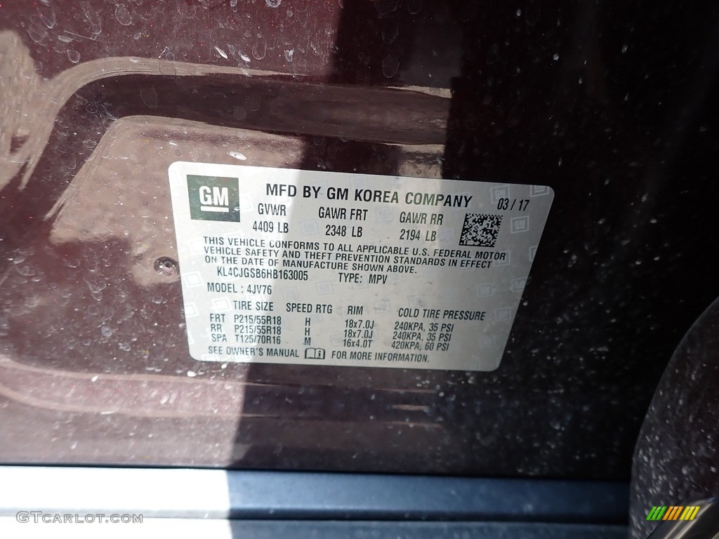 2017 Encore Essence AWD - Black Cherry Metallic / Brandy photo #10