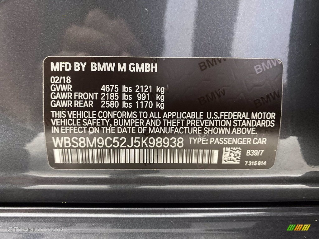 2018 M3 Color Code B39 for Mineral Grey Metallic Photo #142385577