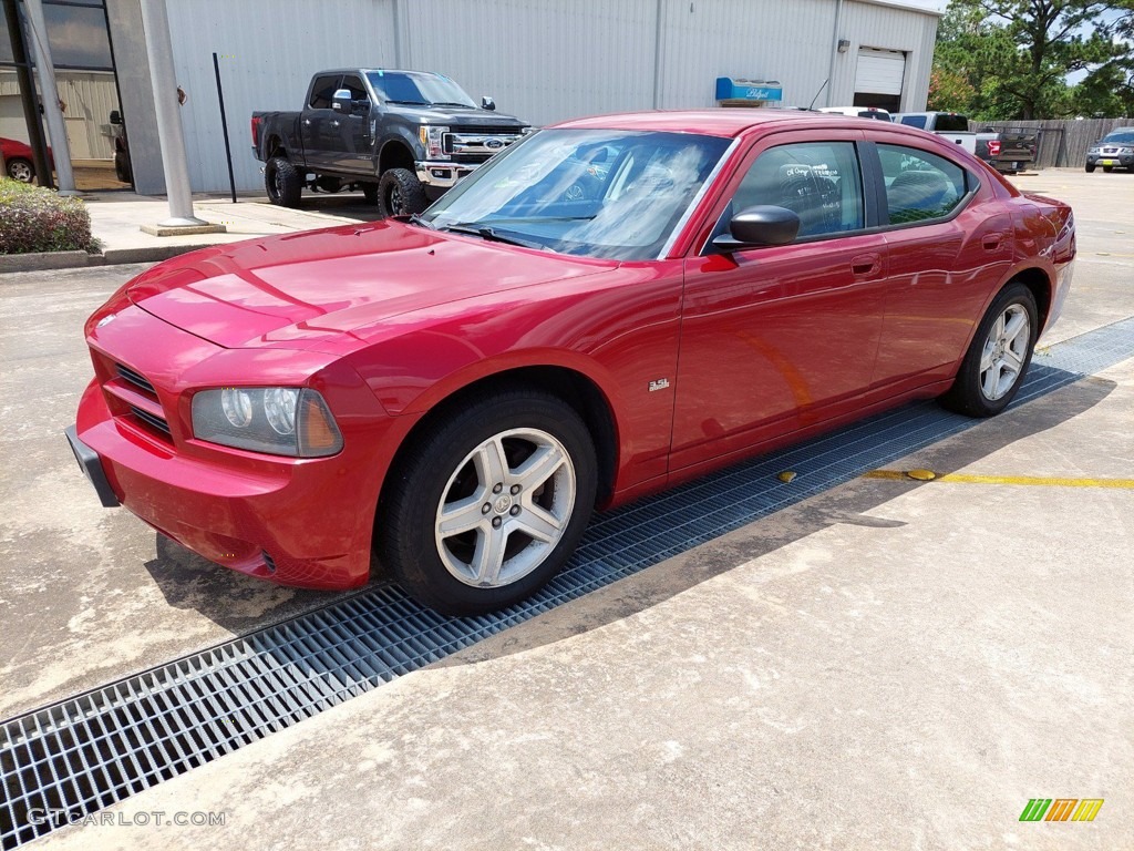 2008 Charger SE - Inferno Red Crystal Pearl / Dark/Light Slate Gray photo #3