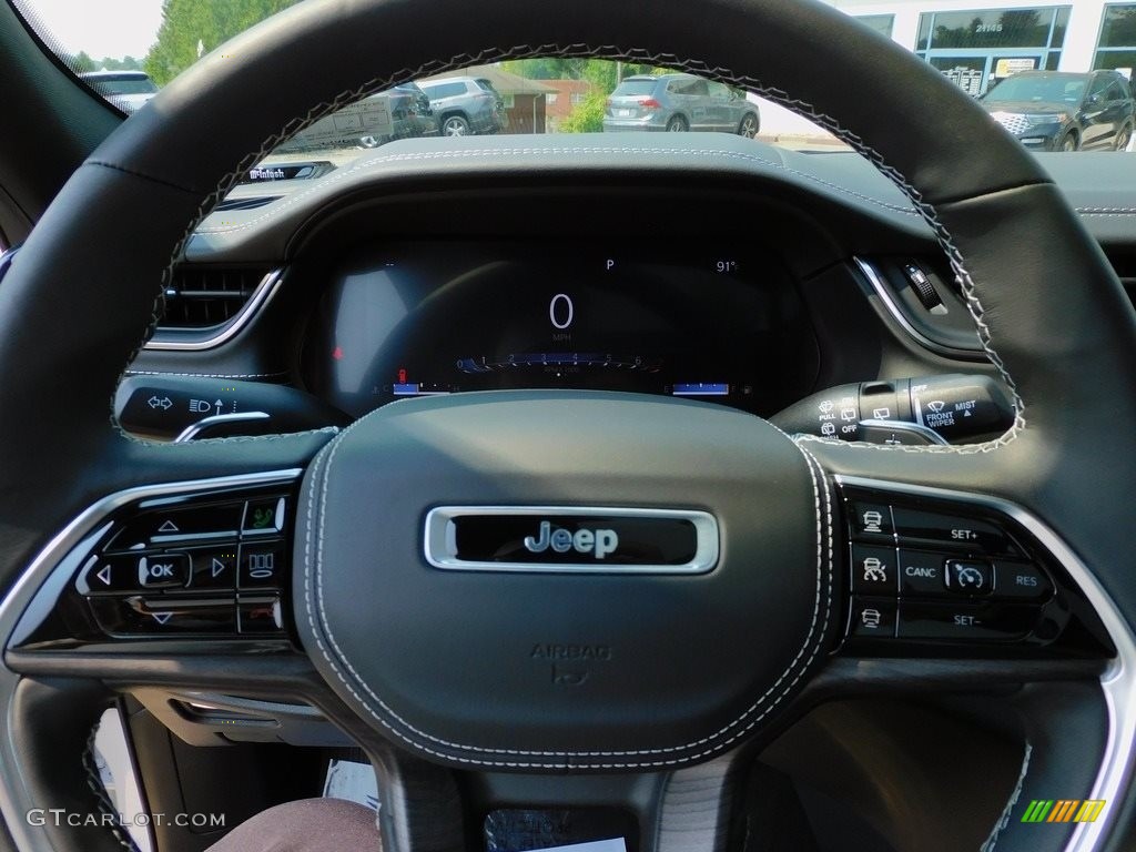 2021 Jeep Grand Cherokee L Overland 4x4 Black Steering Wheel Photo #142395123
