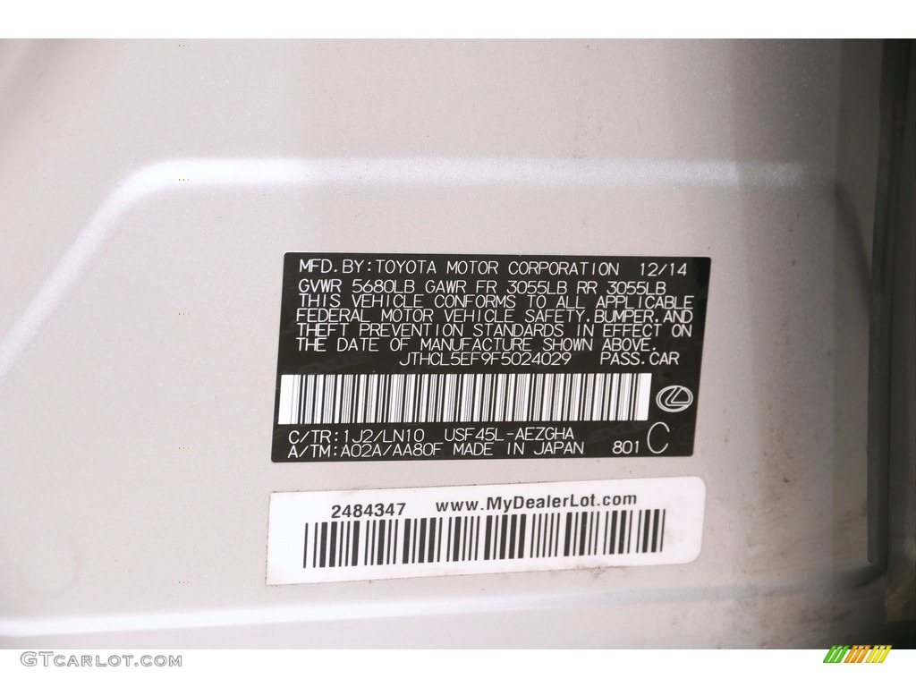 2015 LS Color Code 1J2 for Liquid Platinum Photo #142395531