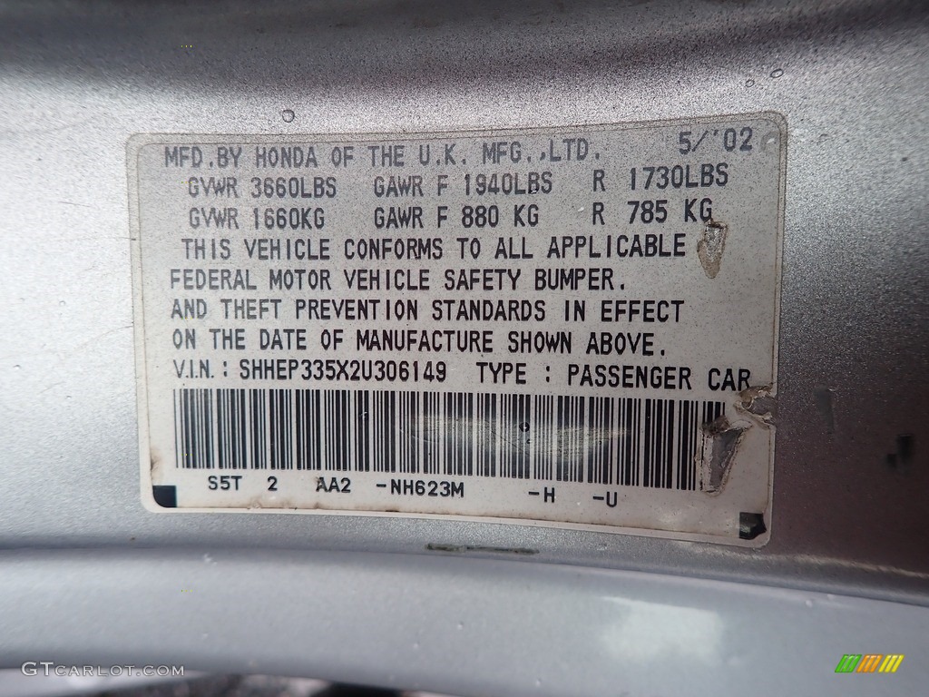 2002 Civic Si Hatchback - Satin Silver Metallic / Black photo #13