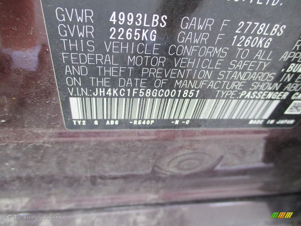2016 RLX Color Code R540P for Pomegranate Pearl Photo #142400643