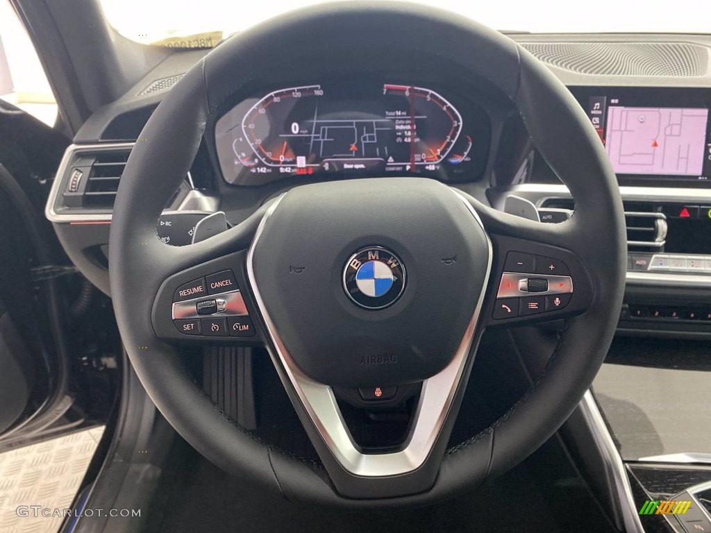 2021 BMW 3 Series 330i xDrive Sedan Black Steering Wheel Photo #142401771