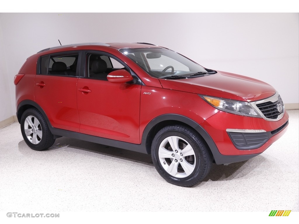 2011 Sportage LX AWD - Signal Red / Alpine Gray photo #1