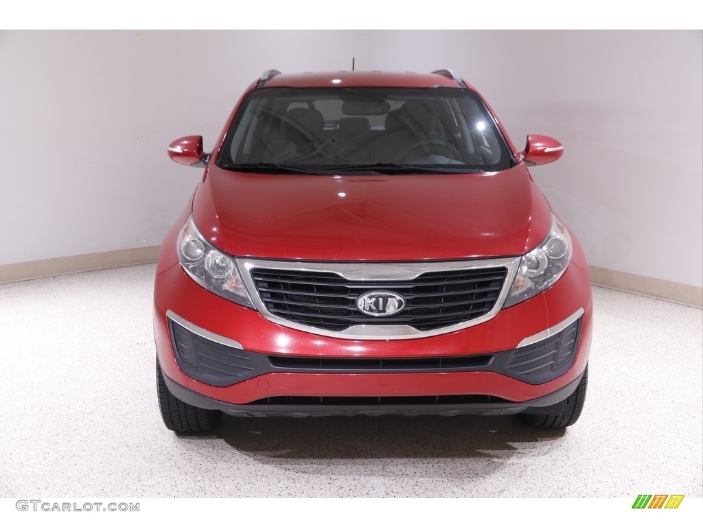 2011 Sportage LX AWD - Signal Red / Alpine Gray photo #2